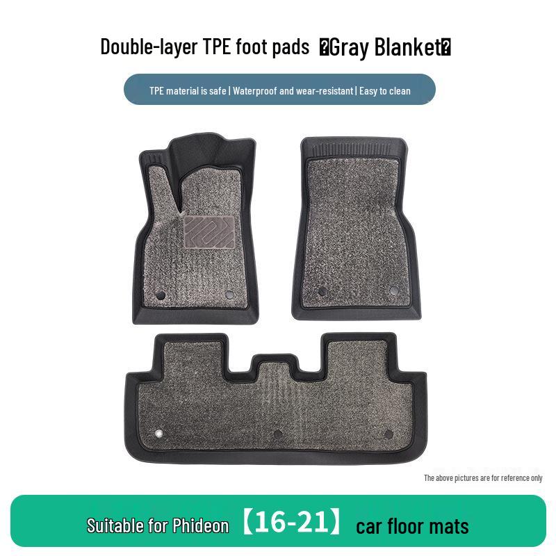 TPE Non-Slip Rubber Floor Mats for 2016-2021 Volkswagen Phideon, Three-Row Specific