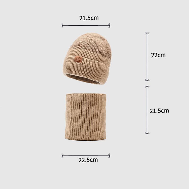 Winter Outdoor Skiing Cold-Proof Hat Scarf Set Velvet Warm Knitted Hat Riding Ear Protection Wool Hat
