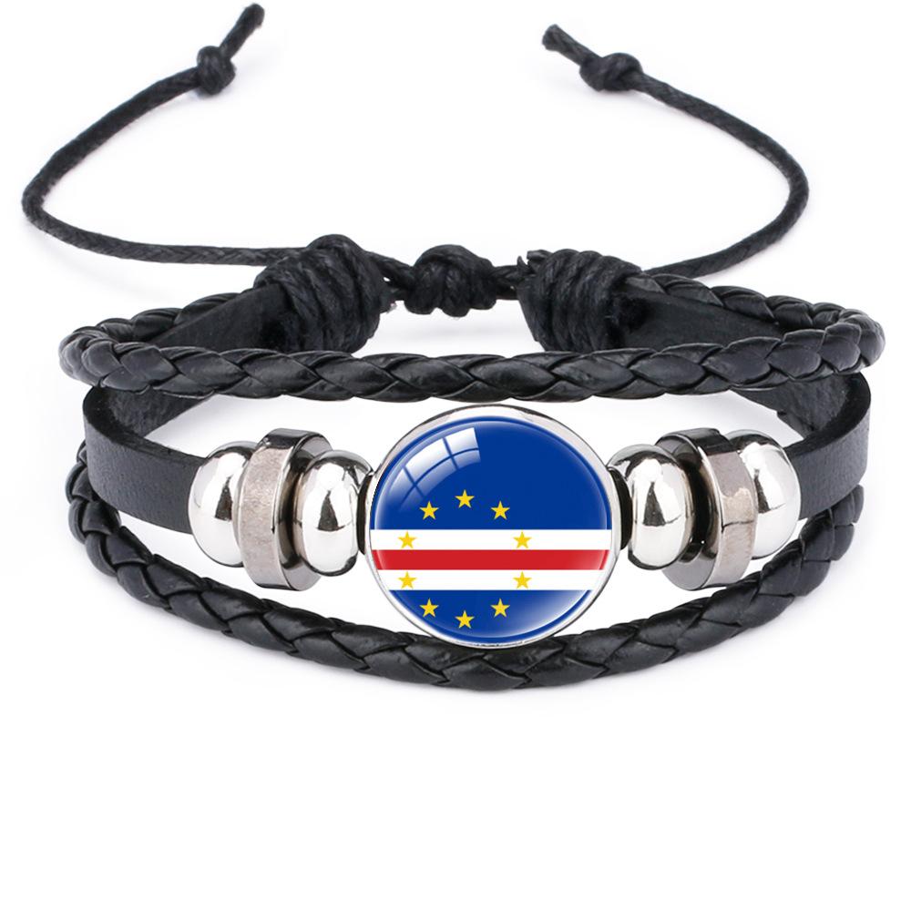 World Cup Leather Bracelet National Flag Soccer Match Souvenir  Adjustable Cowhide Woven Bracelet for Men Women,Sports  Fan Accessories