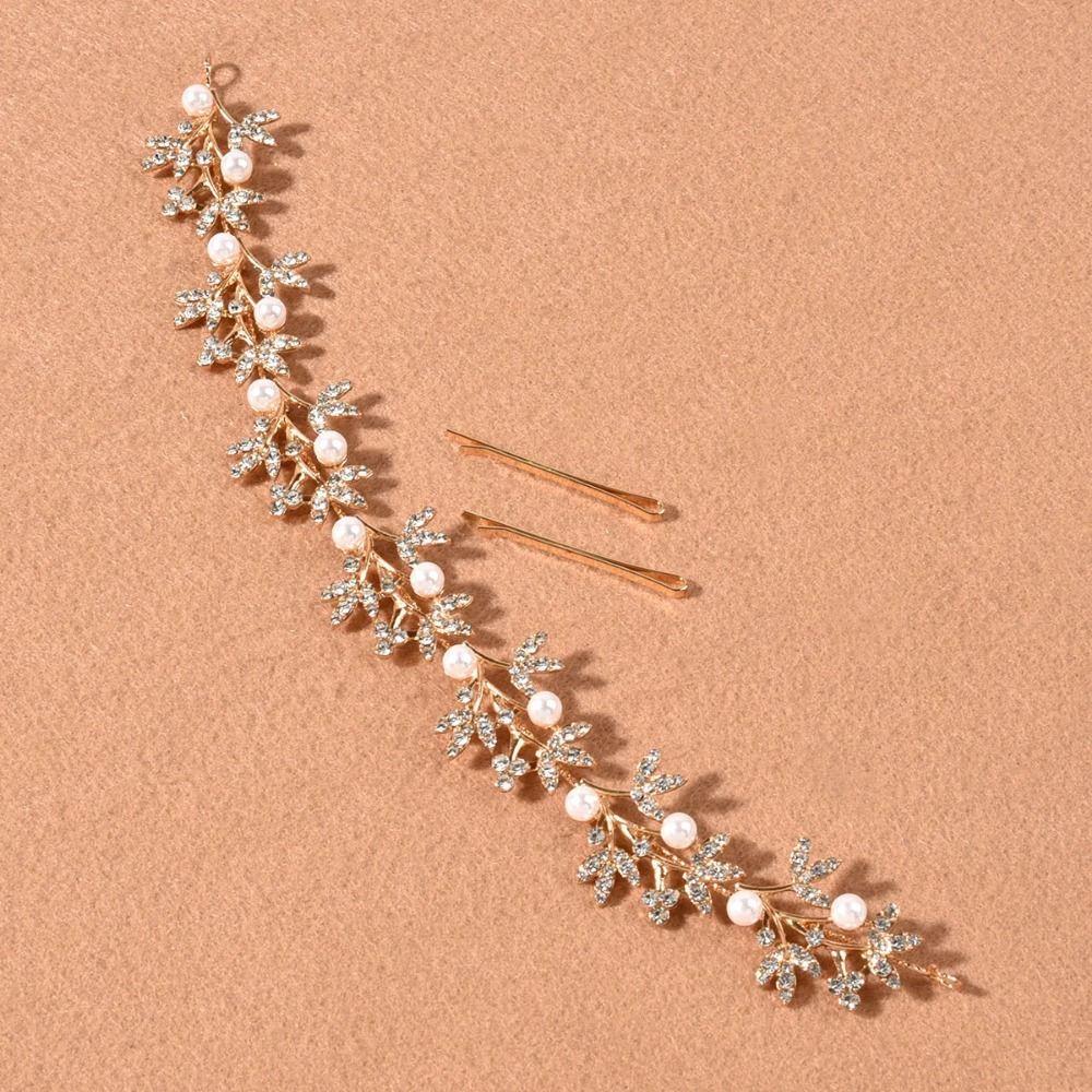 Crystal Crystal Pearl Hair Vine Shiny Wedding Headband Baroque Queen Crown  Wedding Hair Jewelry
