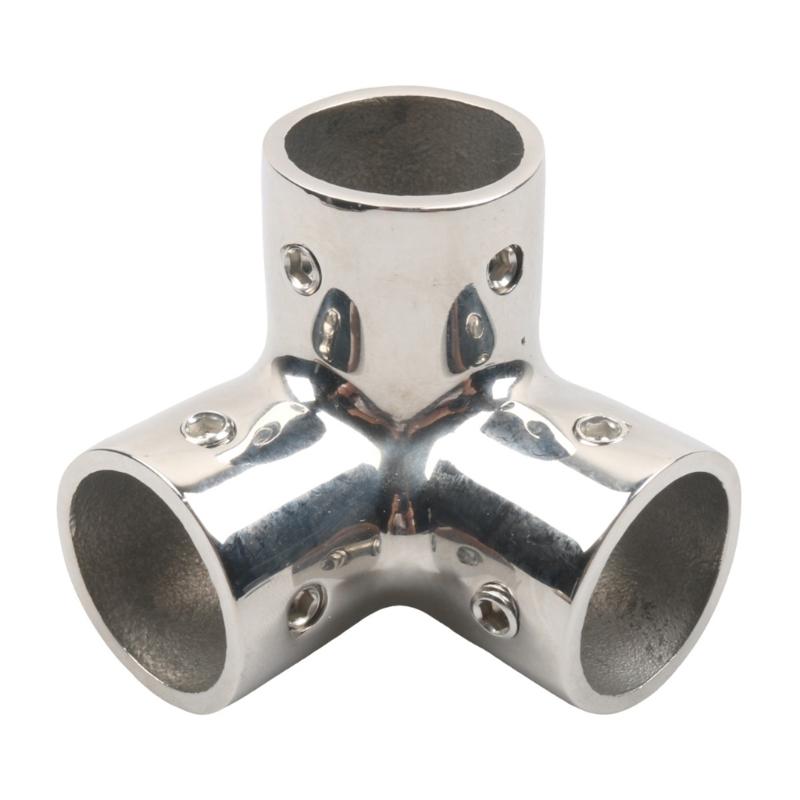 Boat Handrail Corner Fitting Tees Connector 316 Stainless Steel Rail Joint with Slip-On Tube Design and Set Screws for Assembly Work