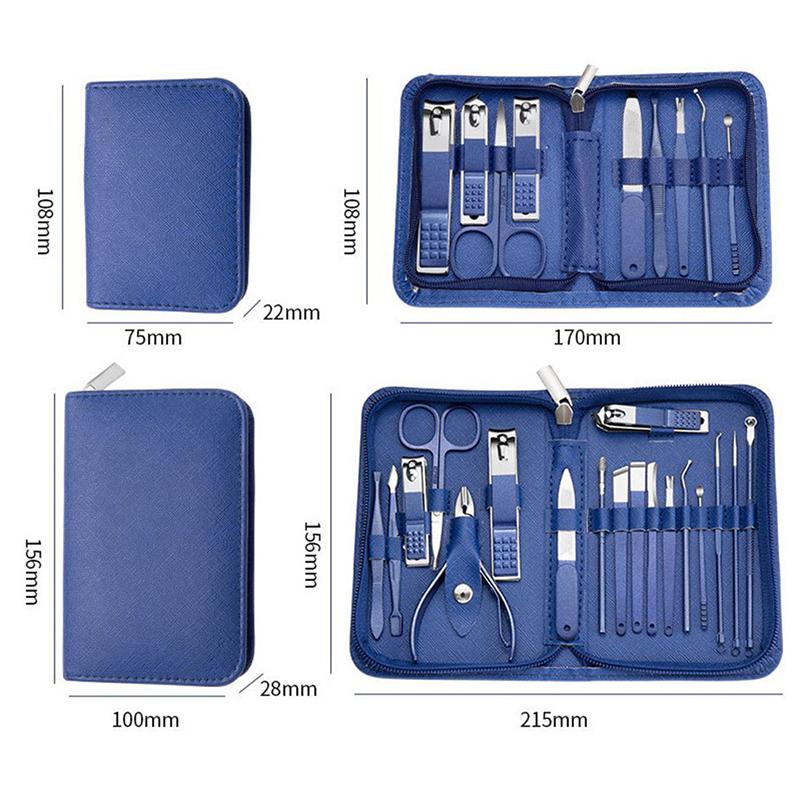 7/9/10/12/16/18/22/26pcs Nail Knife Set Stainless Steel Beauty Set Zipper Bag Manicure Knife Planer Nail Pliers Manicure Tools