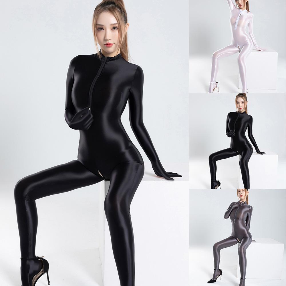 Clubwear Nightclub Women Jumpsuits Nylon Oil Shiny Sexy