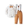 Boys' British Style Floral Shirt & Suspender Pants Set - Spring/Autumn