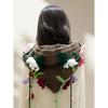 Ladies Forest Style Flower Blossomed Hooded Hat Large Brimmed Warm Headgear Knitted Hat Handmade Crochet Capelet