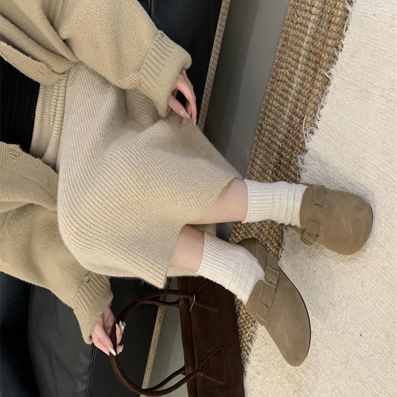 Retro Doudou Shoes Women's Velvet 2025 Autumn and Winter New Simple Soft Sole Round Head Flat Bottom Casual One-pedal Women's Single Shoes