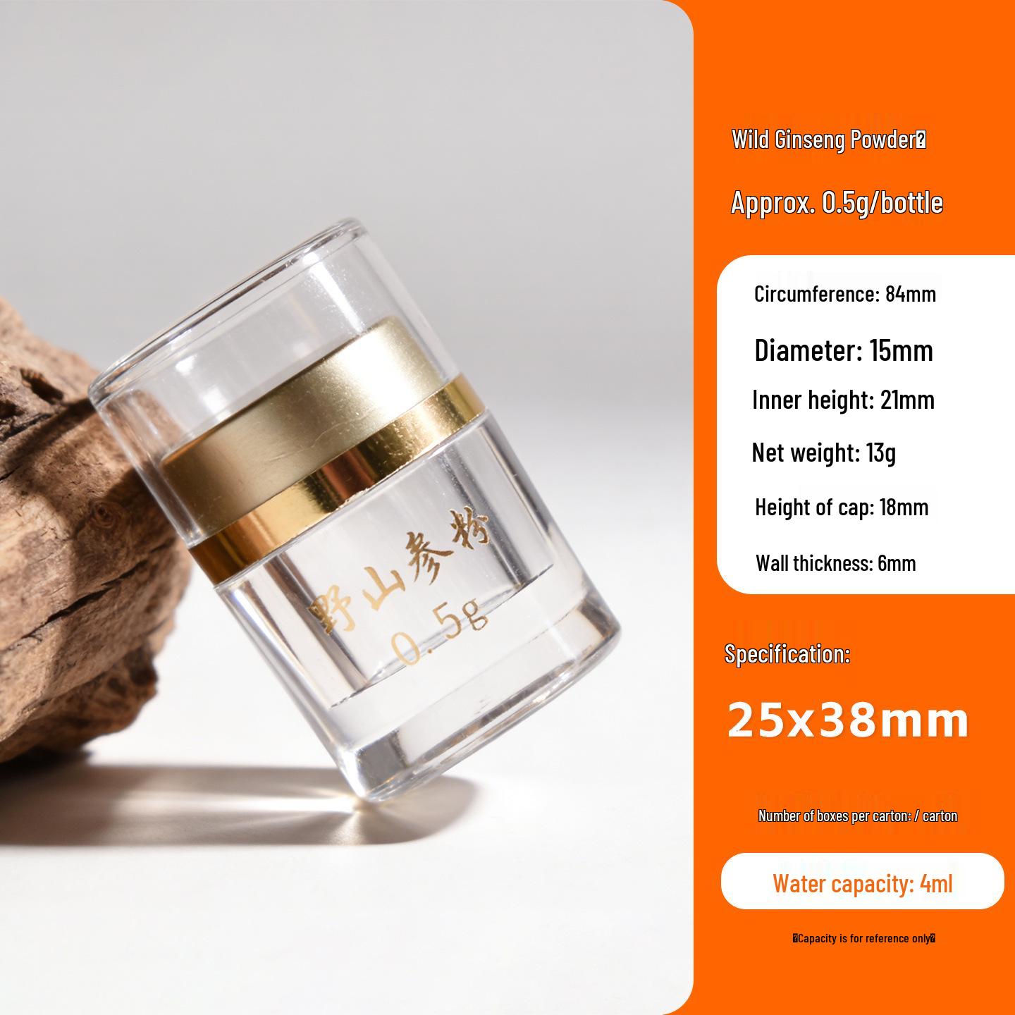 

30ml Clear Acrylic Bottle for Ginseng, Saffron, Cordyceps Powder