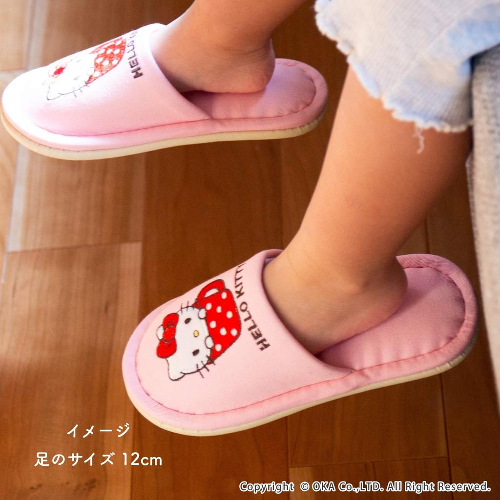 OKA Hello Kitty Cup Slippers Junior Pink Children's (16-18cm) (Kids' Slippers, Slippers),