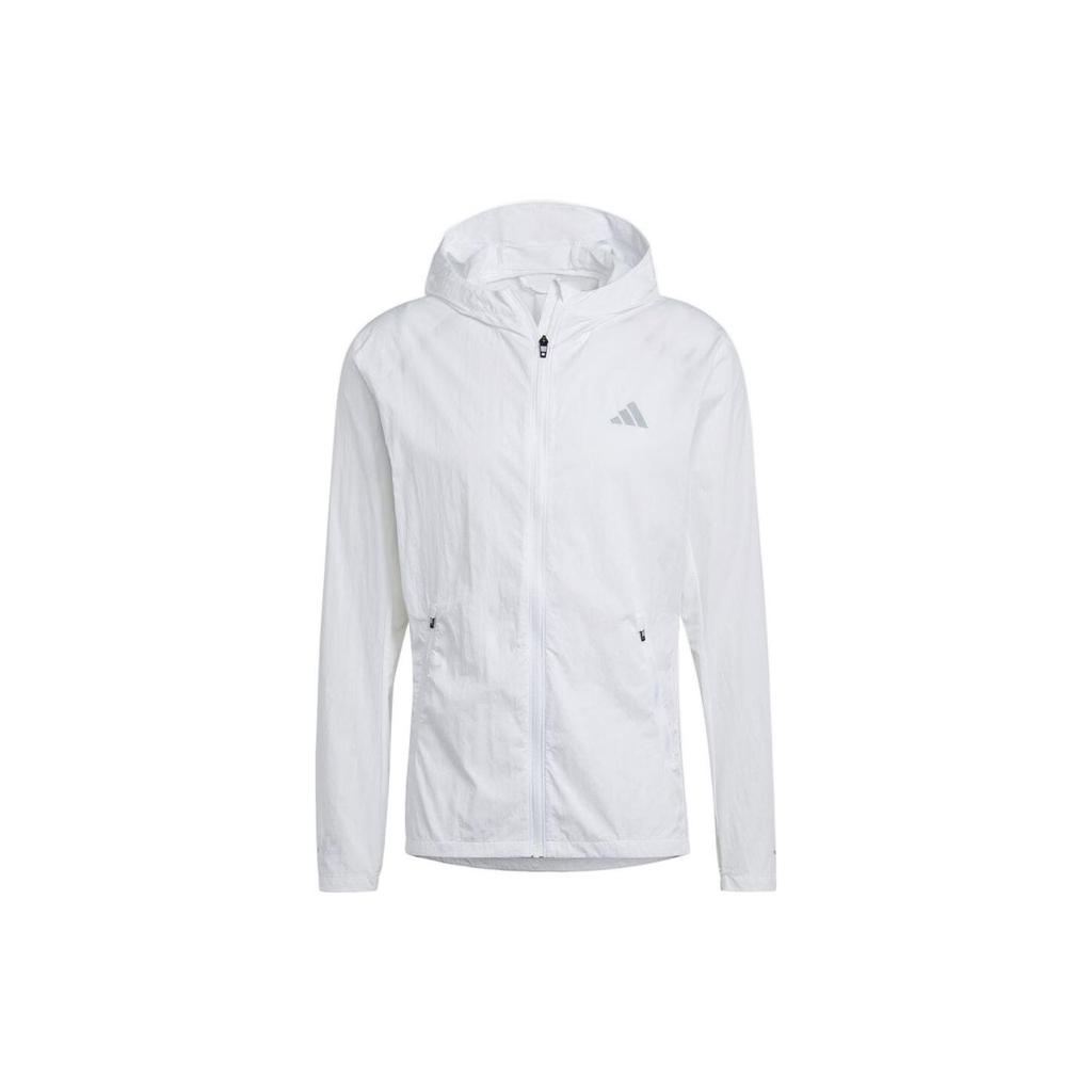 Adidas Marathon Jacket With Logo Print Men Outerwear White IB8265