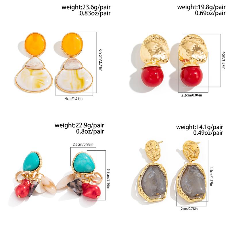 Ingemark 4 Stijlen Vintage Onregelmatige Geometrie Acryl Druppeloorbellen Set voor Vrouwen 2026 Nieuwe Trend Piercing Oorbellen Sieraden Cadeau