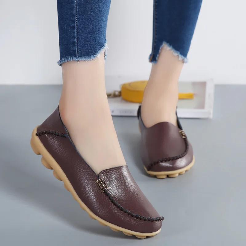 Flat Shoes Women Slip On Shoes for Women's Moccasins Genuine Leather Loafers Women Flats Ladies Shoes Plus Size Sapato Feminino