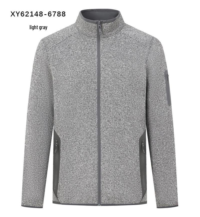 

Unisex Fleece Zipper Cardigan with Heat-sealed Pockets & Stand Collar - Perfect for Autumn/Winter 3XL