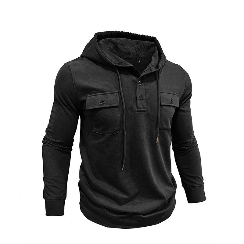 2026 Autumn/Winter Men's Retro Hooded Sweatshirt - Long-Sleeve Sport Hoodie with Pocket
