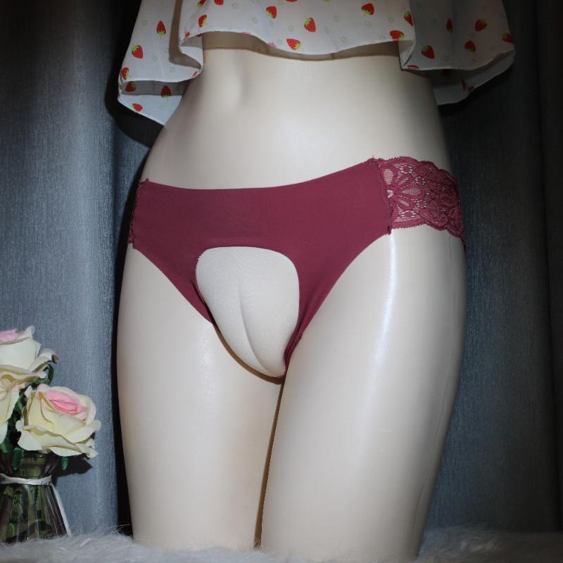 Man Camel Toe Underwear Ice Silk Crossdressing Hiding Gaff Panties Sexy Lace See Through Lingerie Gays Sissy Underpants