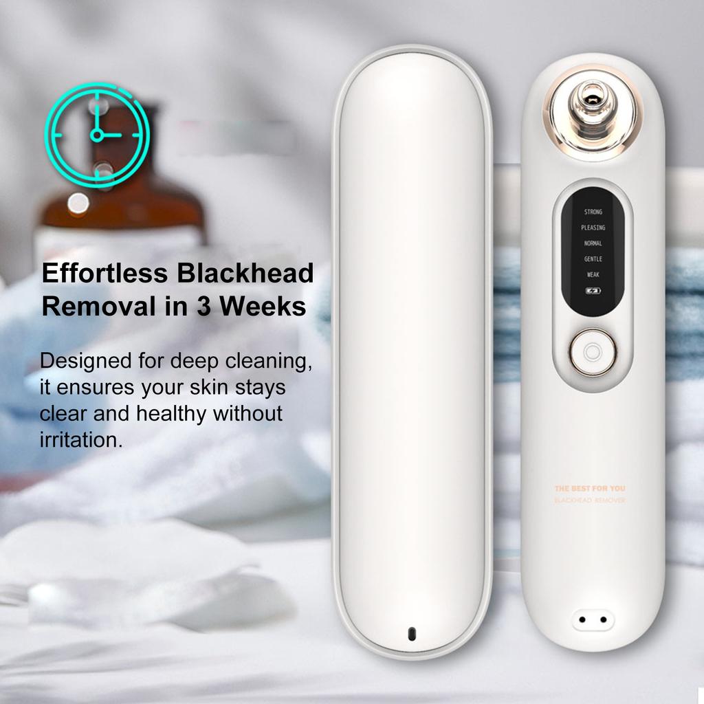Electric Blackhead Remover, Portable Pore Cleaner for Face, 5 Suction Modes, 4 Replaceable Suction Heads, 4 Pimple