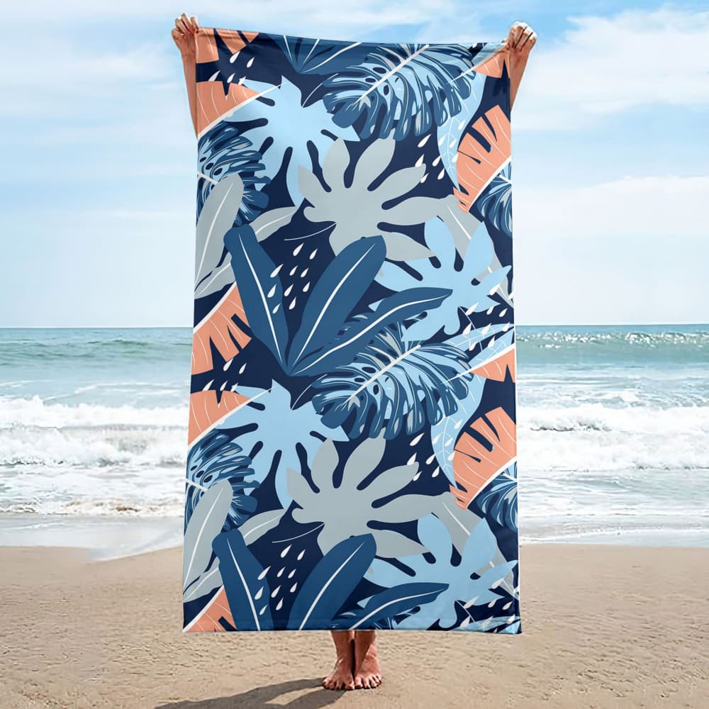 Beach Towel Plumeria Tropical Floral Print Microfiber Towel for Men Women Summer Beach Pool Camping Gym Yoga Outdoor Holiday