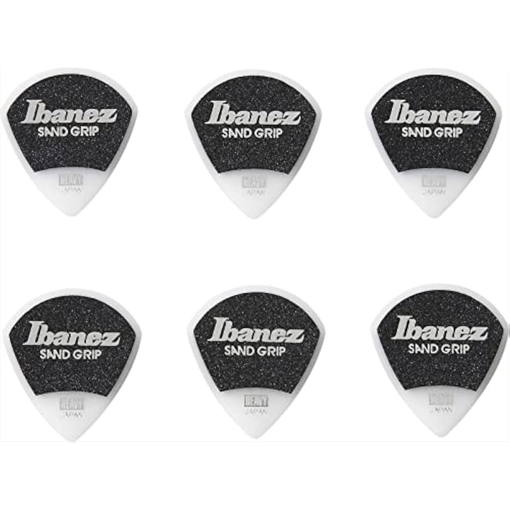 Ibanez Grip Wizard Series Sand Grip Pick with Non-Slip Material [HEAVY] 6-Pack, White PPA18HSGWH