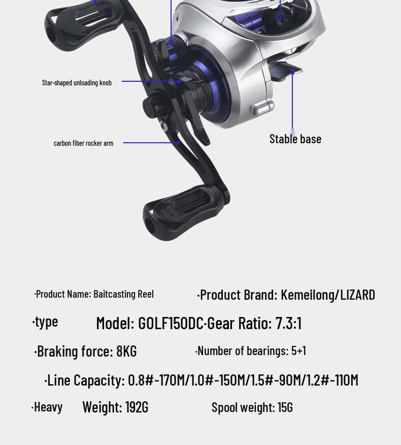 Kemeilong DC Water Drop Wheel 2nd Gen Smart Brake Lightweight Lure Wheel with Buzz Feature