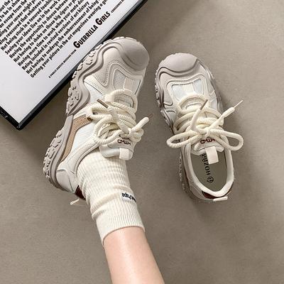Cabeza redonda muestra zapatos de papá de suela gruesa pequeños y realzados para mujer 2025 nuevo verano ligeros y transpirables zapatos deportivos feos lindos