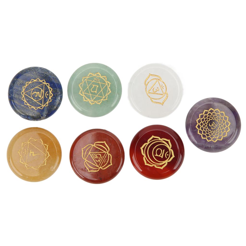 Chakra Stones Seven Chakra Energy Healing Stone Aura Rune Stone Amulet Decoration