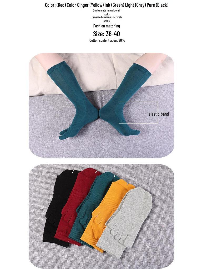 Japanese Style Women’s Extra Long Mid-Calf Five-Toe Slouch Socks for Autumn and Winter