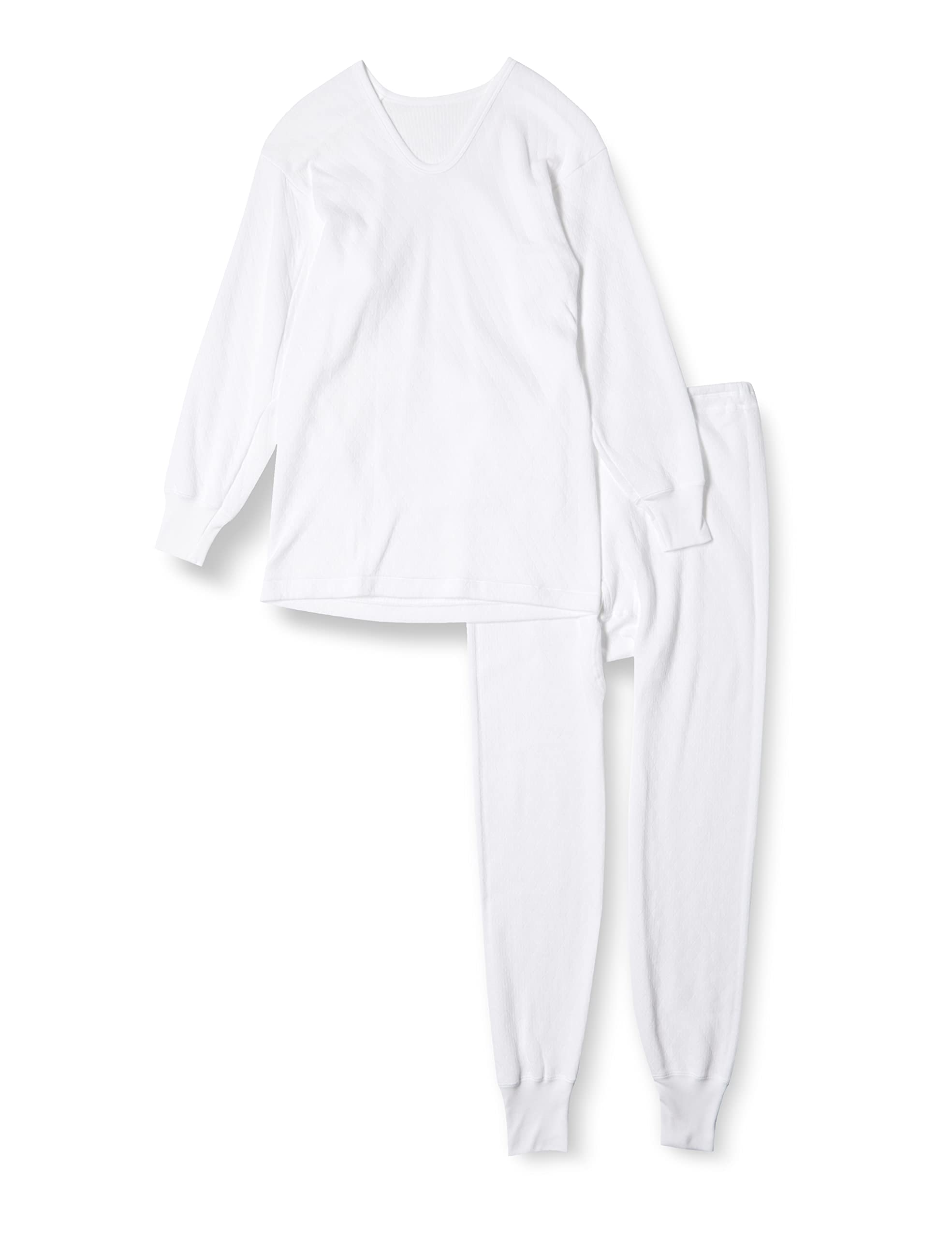 

Gunze RP6300 Удобный стеганый комплект верх и низ с ромбовидным узором, размер L соответствует японскому размеру мужской, обработка инфракрасным излучением, узор, 100% хлопок, белый, белый