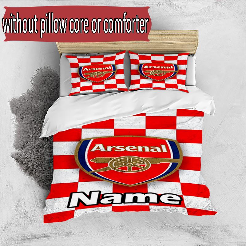 3pcs Duvet Cover Set (1*Duvet Cover + 2*Pillowcase, Without Core), Custom Name Arsenal F.C Pattern Bedding Set, Home Bedroom Decor Gift