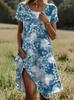 Vacation Short Sleeve T-Shirt Dress Women 3D Print Loose Plus Size Beach Dresses