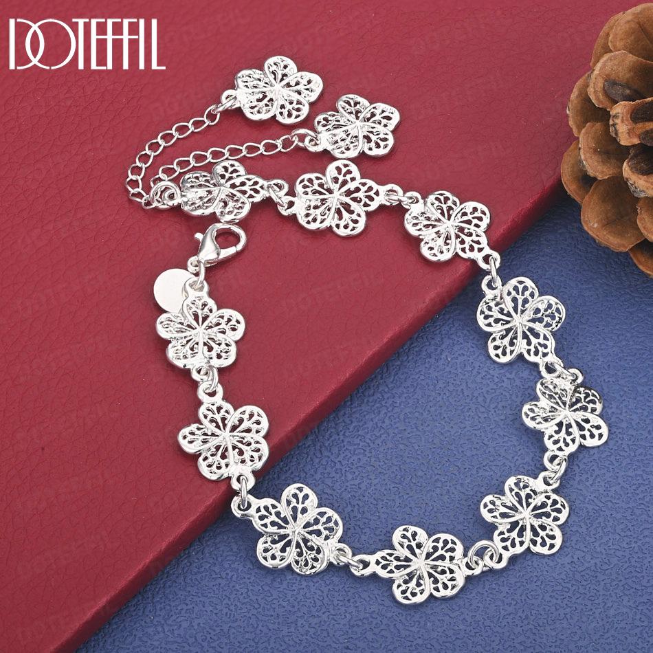 

Свадебные украшения из стерлингового серебра 925 пробы, ожерелье с цветком, модный подарок 20cm