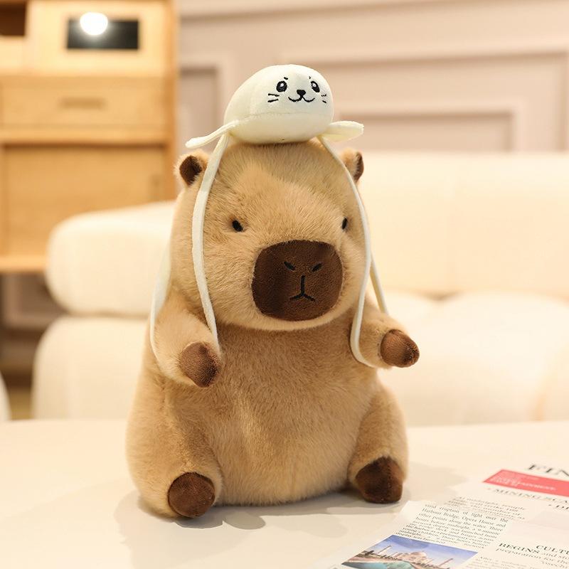 Cartoon Cute Turn Into Capybara Doll Plush Toy Kapibara Doll Children Accompany Soothing Doll
