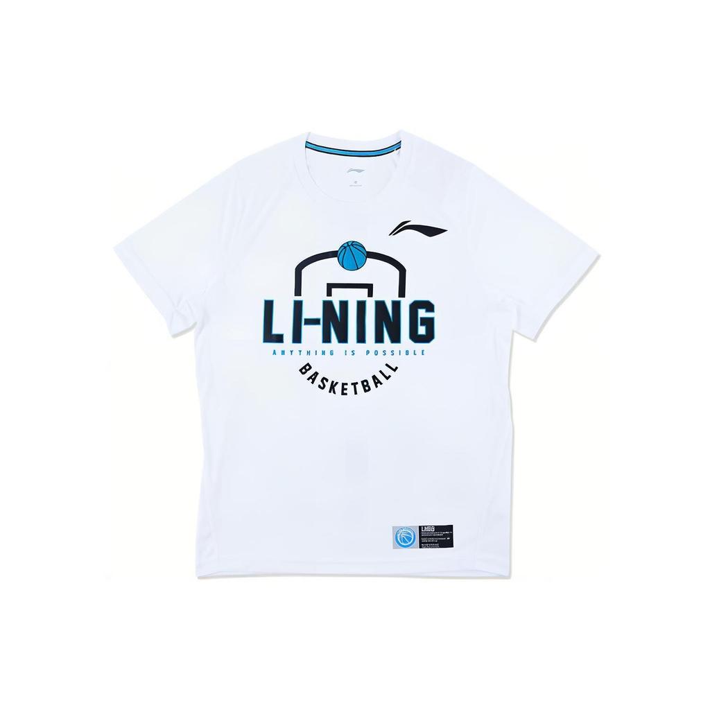 Li Ning T Shirts Men's White Crew Neck Moderate Straight Fit ATSQ483-2