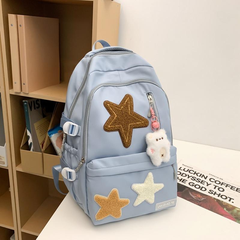 American Retro Schoolbag Female College Student Cute Star Backpack Large Capacity Junior High School Student Travel Backpack Tide
