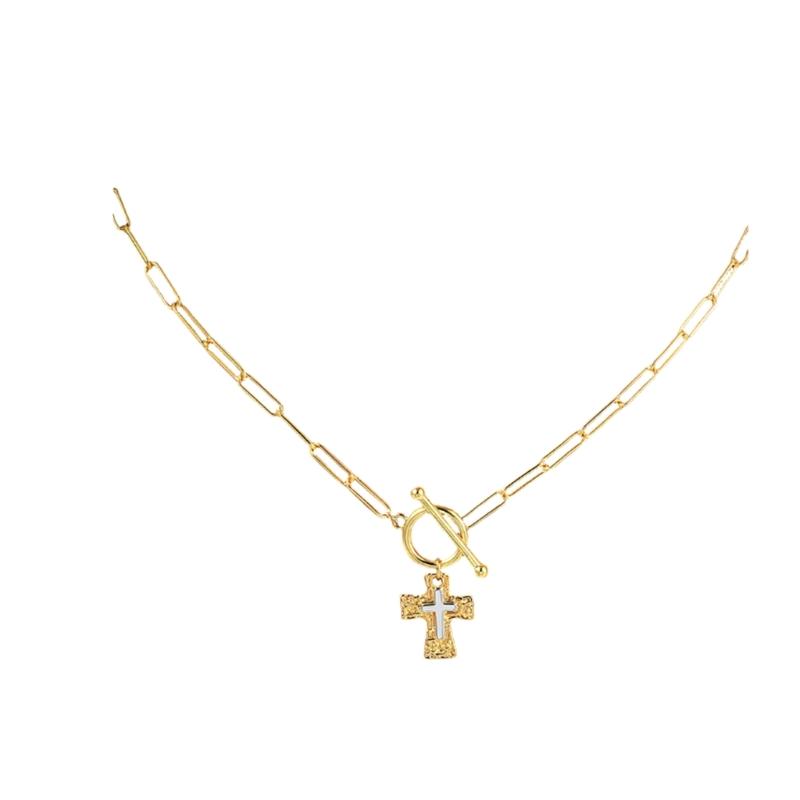 Stylish Religious Crucifix Pendant Necklace Alloy Collarbone Chain Perfect For Everyday Use And Special Occasions