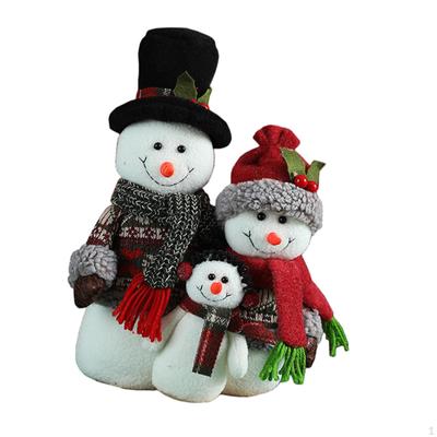 Snowman Figures Christmas Family Standing Crafts Classic Décor Cloth Doll Ornament for