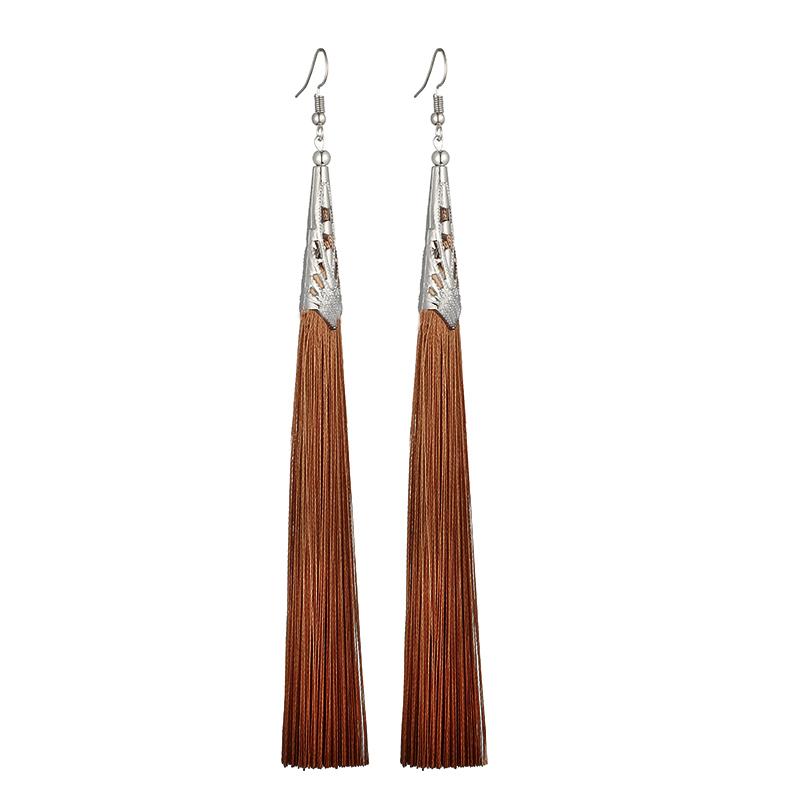 

LOVBEAFAS Long Tassel Earrings For Women Fashion Zircon Boho Drop Dangle Fringe Vintage Statement Bohemian Earrings Pendientes кавовий