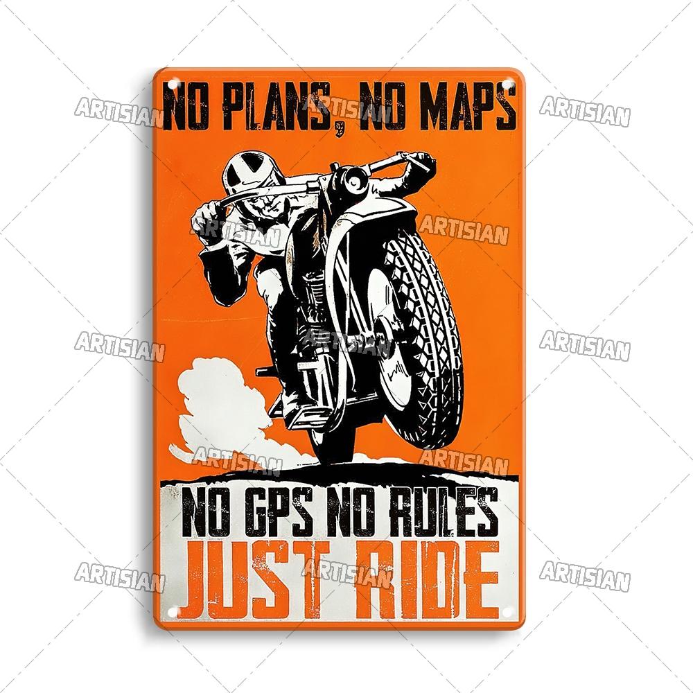 Artisian Riding Metal Plate Motorcycle Tin Sign Motorbike Decorative Poster Wall Decor Garage Bar Pub Club Hotel Cafe Kitchen