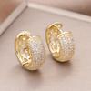 Luxury Female White Zircon Stone Round Hoop Earrings Vintage Fashion Gold Color Wedding  For Women