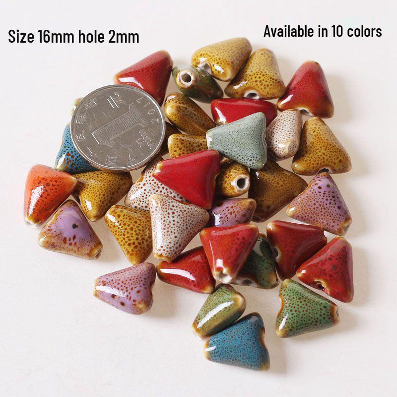 

Floral Glaze Triangle Beads 16mm - Irregular Loose Beads for Bracelets