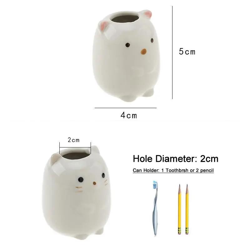 Ceramics Multi-Function Mini Cute Toothbrush Holder Creative Home Bathroom Storage Stand Makeup Pen Holder Ornament Decoration