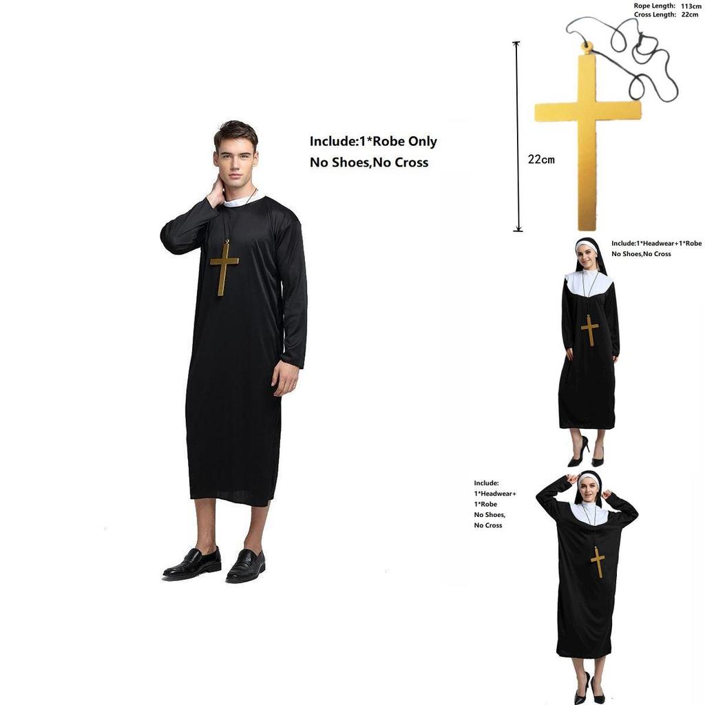 Costume Priest Godfather Women Men Halloween Fancy Dress Stage Cosplay Robe