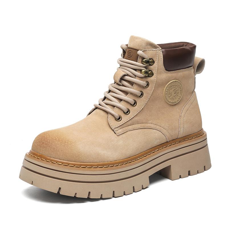 3526 Britische Martin-Stiefel für Damen und Herren, Retro-Leder Herbst- und Winterstiefel, dicksohlige, erhöhende Wüsten-Workwear-Stiefel