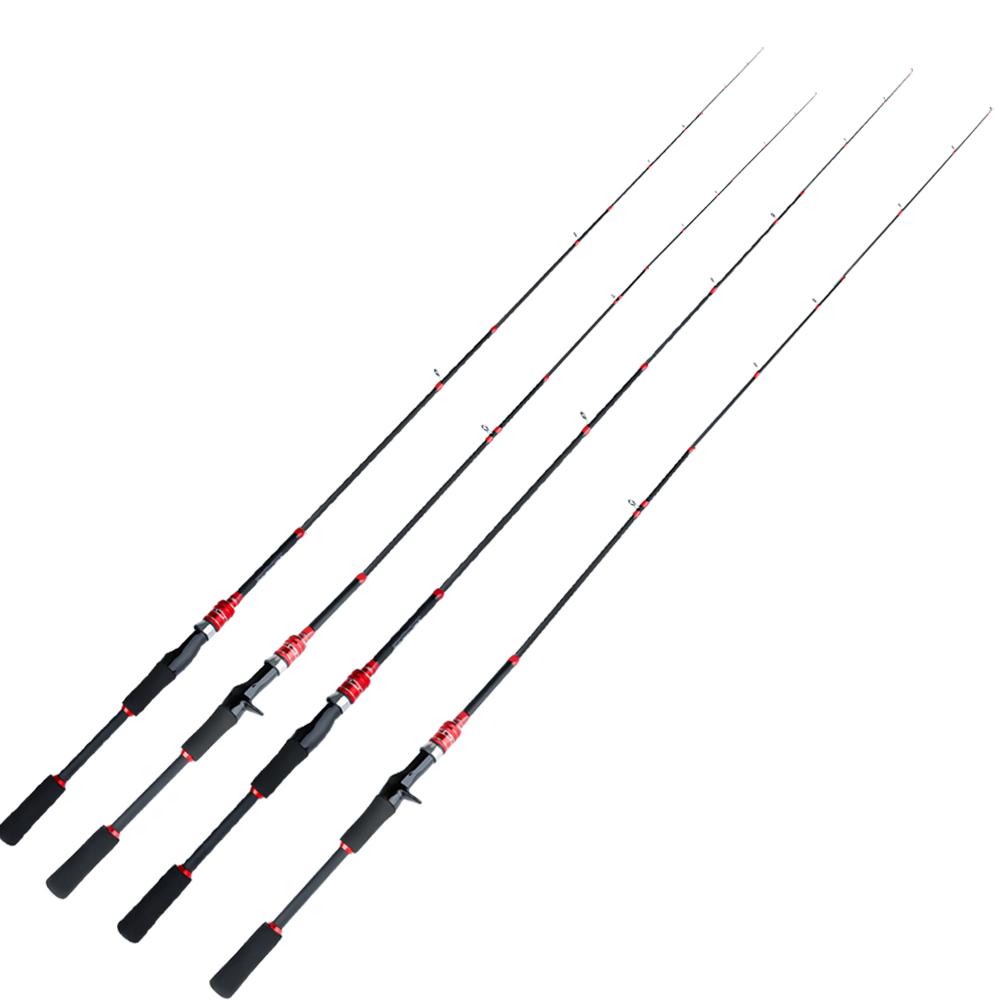 FTK NEW 1.8M 2.1M  Red Telescopic Fishing Rod Carbon Fiber Lengthen Wooden Handle Spinning Casting Rod Portable Trout Rod