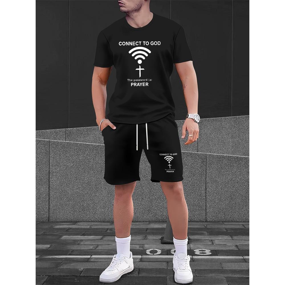 Neue Mode 3D Lustiger Druck Herren Anzug Übergroß Kurzarm Shorts Zweiteiler Herren Sportbekleidung Sommer Freizeit Reise Anzug