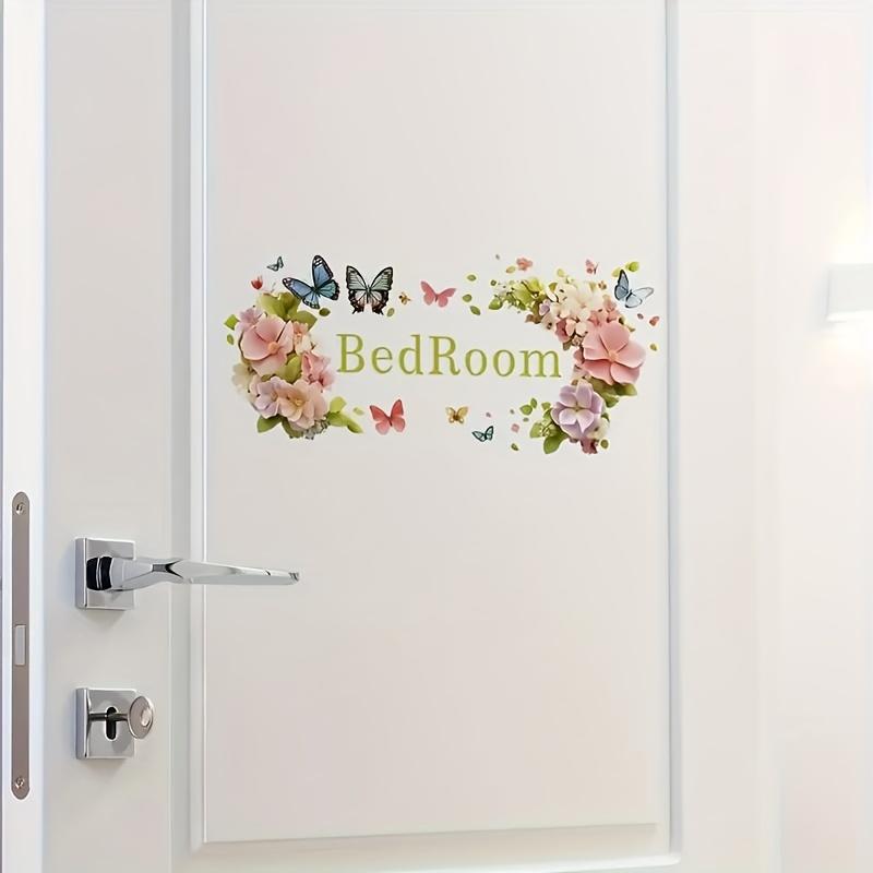 1pc Modern Floral Butterfly Bedroom Wall Decal Sticker Self-Adhesive Removable Vinyl Decorative Sign for Doors, Walls, Home Decor Bedroom Decoration