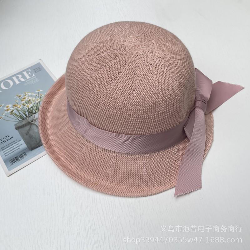 Hat Female Sun Hat Versatile Straw Hat Upturned Edge Sweet Bow Vacation Sunscreen Hat Sun Hat Basin Hat Face Cover