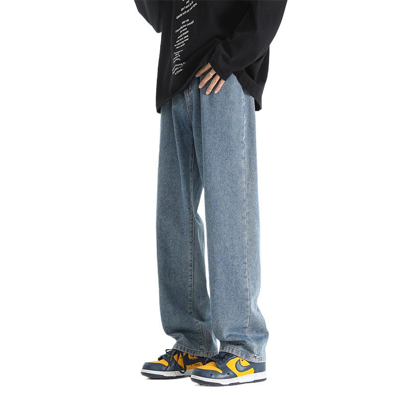 Jeans Men's Spring and Autumn Straight Versatile Drawstring Casual Pants Student Loose Wide-leg Floor Trousers