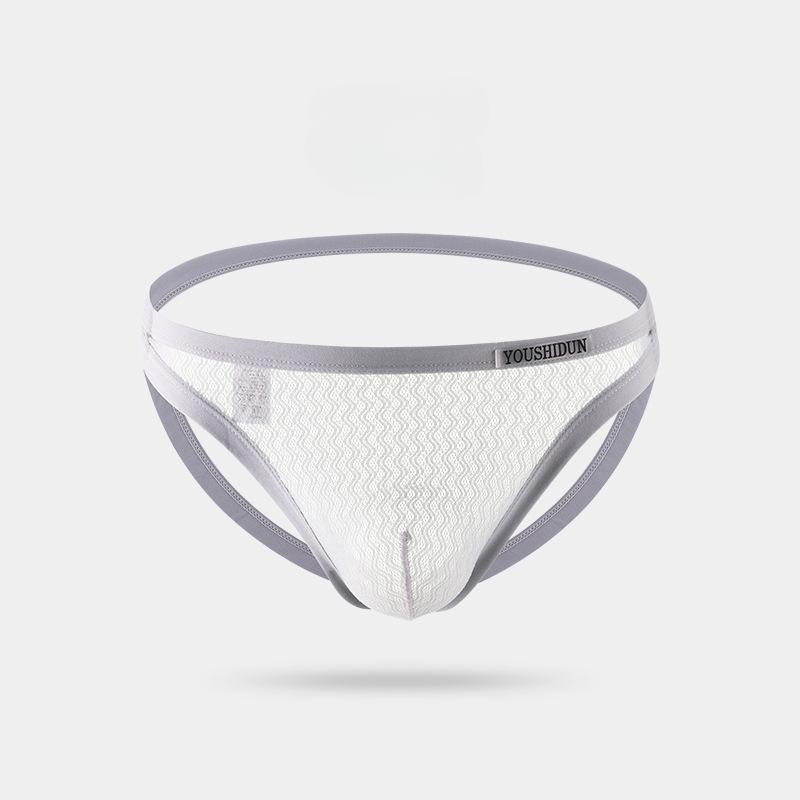 Men's Open Butt G-string Thong Briefs Sissy Underpants Mesh Middle Waist Underwear Sexy Solid Thongs Peni Big Pouch Panties