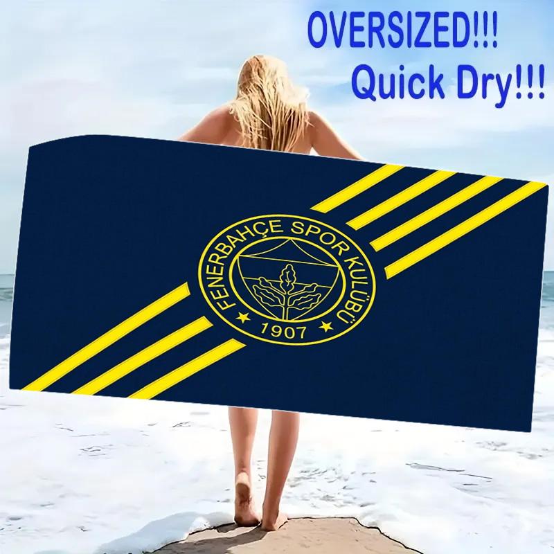 Fenerbahçe Logo Print Beach Towel, Large Soft Quick Dry Towel for Beach Camping Swimming