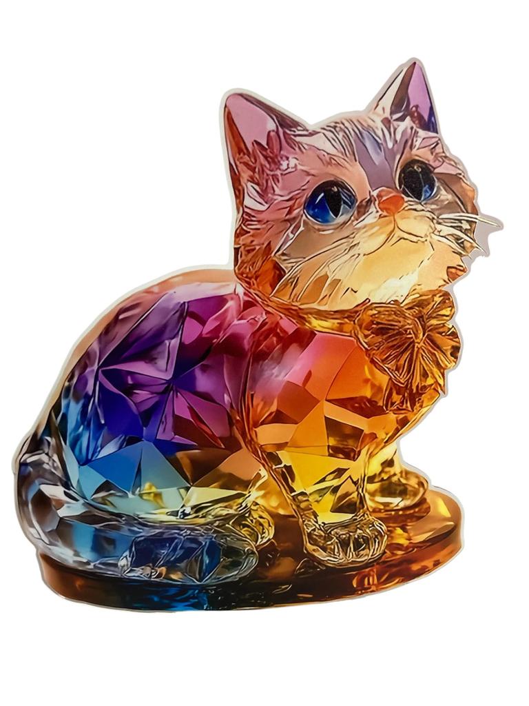 Cat Acrylic Cat Interior Relaxing Soothing Cat Feng Shui Type A Lovep.c Stand, Decor, Suncatcher, Object, Merchandise, Prism, Spiritual, Ornament,