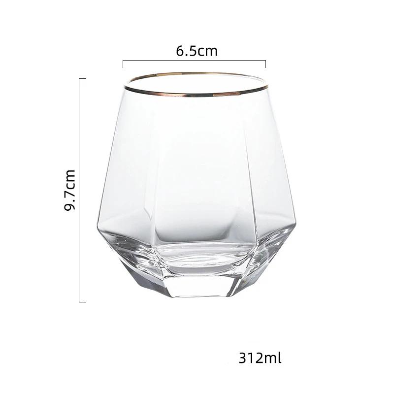 Cești de sticlă colorate, creative, hexagonale, stil modern, ușoare, hotel de lux, pahar de sticlă pentru whisky, petrecere acasă, ceașcă cu apă rafinată